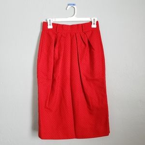 Christian Dior red and black polka dot wool pencil skirt, size 8